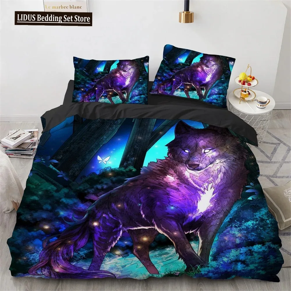 

Animal Theme Duvet Cover Set 3D Print Fox Dragon Wolf Tiger Cute Cool Style Full King Size Bedding Set Polyester Comforter Cover