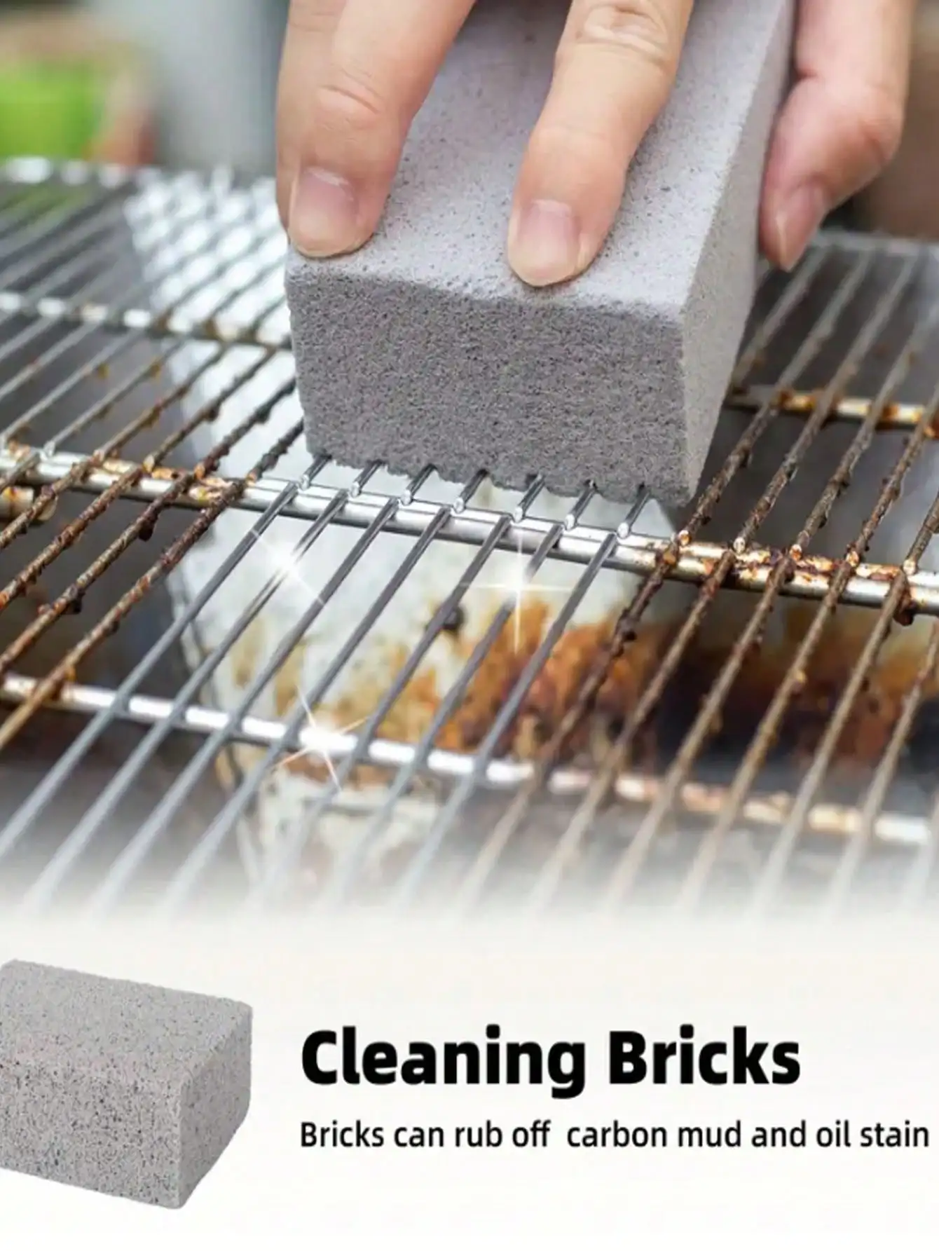 2szt Grill Cleaner Stone Cleaner Block BBQ Strong Cleaning Brush Camping Grate Dirt Removal Rust Iron Plate Cleaner Durable