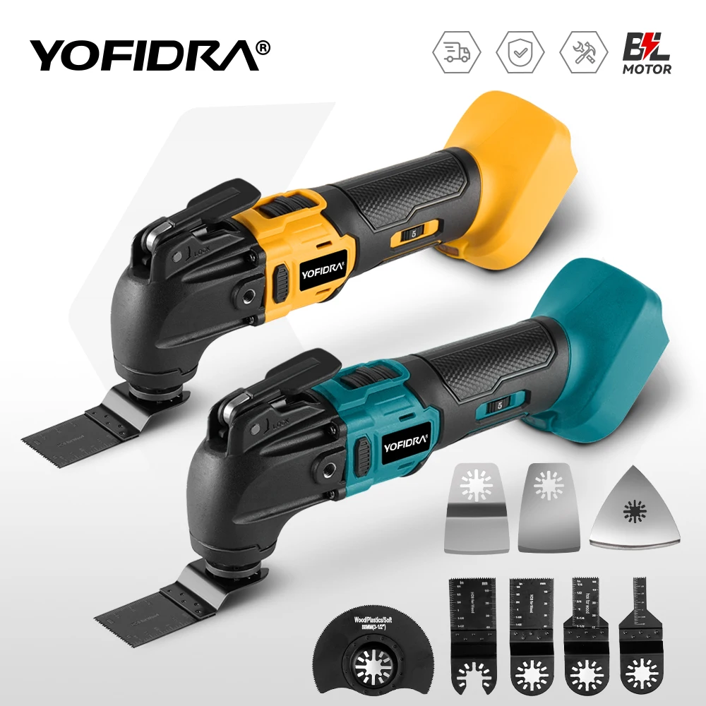 YOFIDRA Brushless Multifunction Oscillating Multi-Tool Cordless Trimmer Saw Electric Saw Home Power Tool for Makita 18V Battery