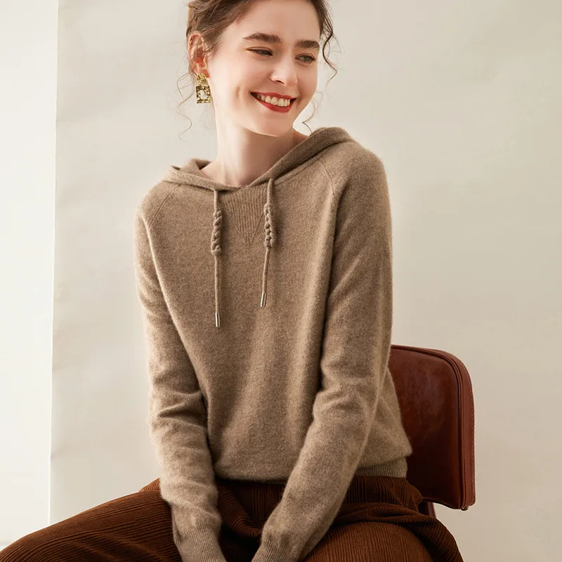 High Quality Autumn and Winter 2023 New Hooded Sweater Women's Warm Thickened Outer Break-through Diligent Woolen for Women