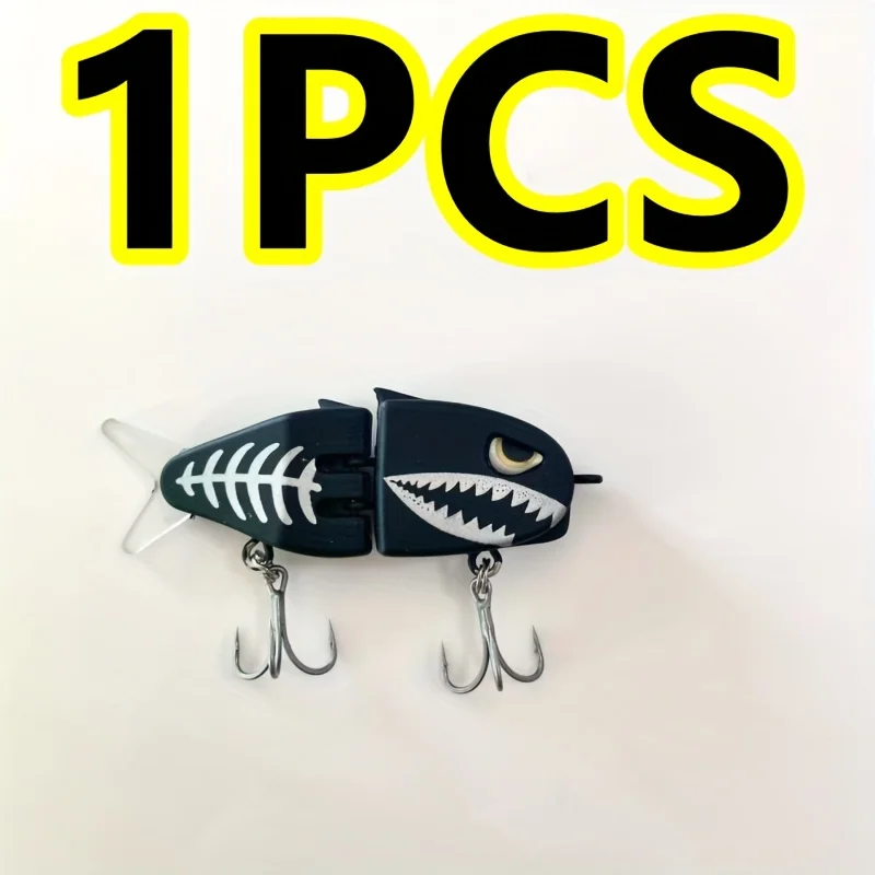 JACKALLBAIT 8034 Micro sized swimming bait with multiple sections, slow sinking small pencil mini lure, bridge hole black pit
