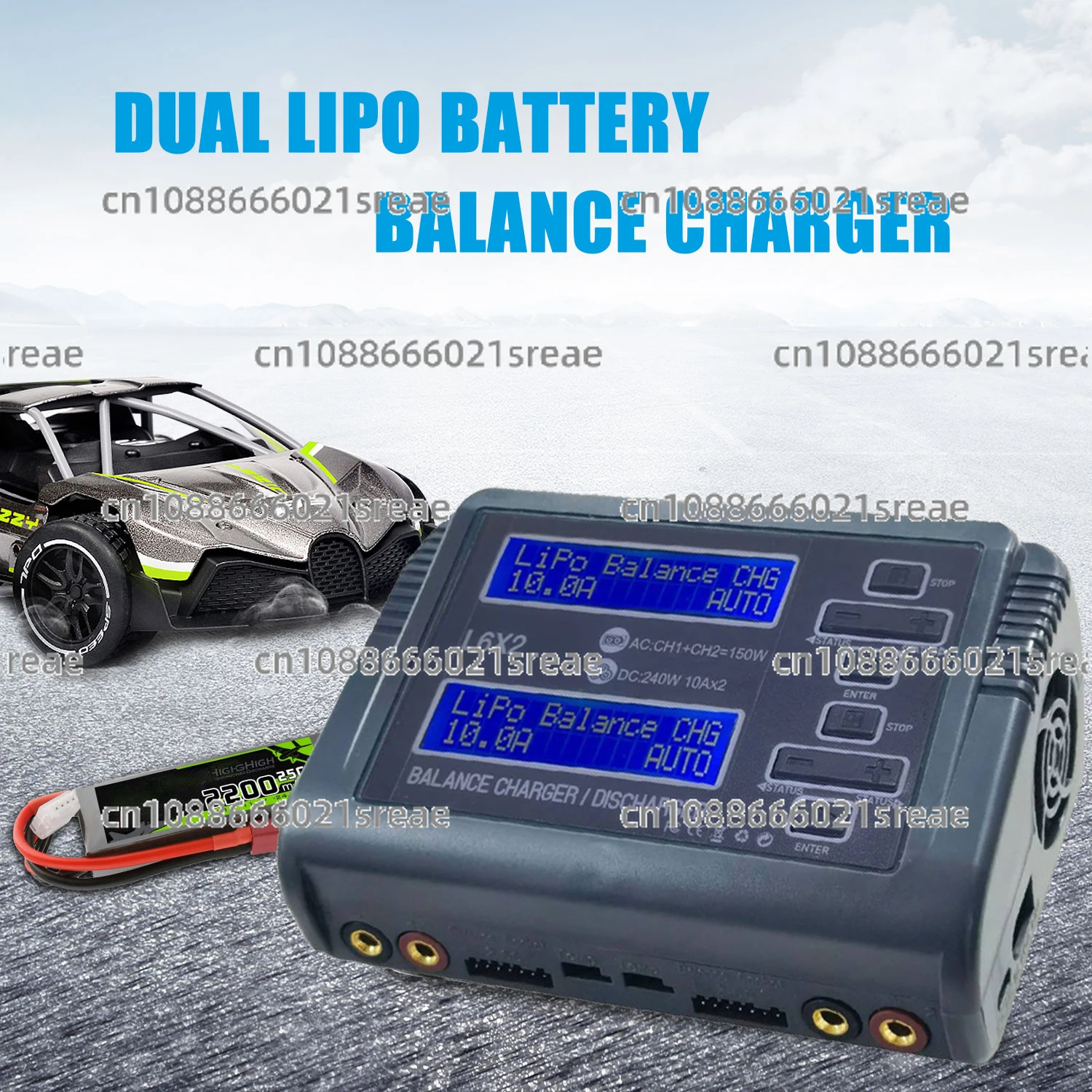 L6X2 LiPo-Akku-Ladegerät Dual Channel 10A AC 150W DC 240W für 1-6S Li-Ion LiFe NiCd NiMH LiHV PB Smart Akku-Entlader