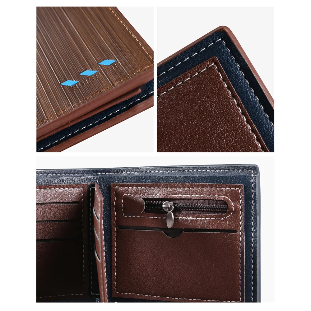 New Men's Short Wallet Vintage PU Leather Zipper Purse ID Bank Credit Card Holder Male Wallet Money Bag Horizontal Money Clip