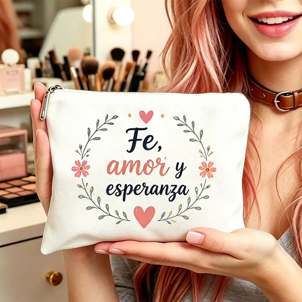 Makeup Bag Cosmetic Bagtoiletry Pouch Gift Bag for Women Faith Love Hope Cosmetic Bag Mom Daughters Friends Ideal Gifts