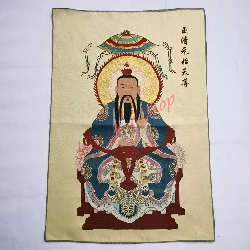 Religious Thangka,  Yuanshi Tianzun,  Town house ward off evil spirits，mascot