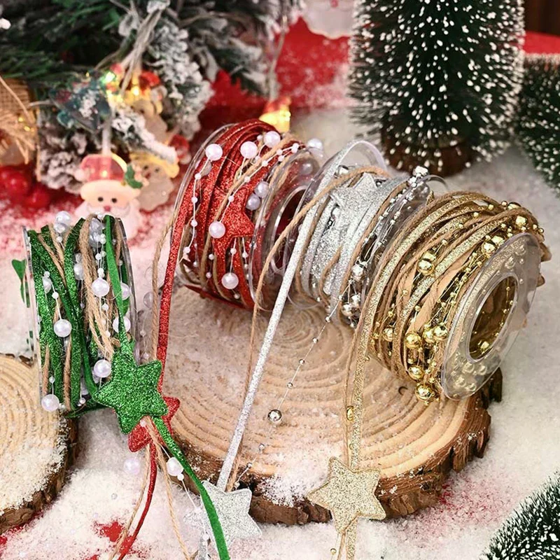 5 متر عيد الميلاد ستار حبة الشريط DIY بها بنفسك غرفة المنزل شجرة عيد الميلاد الديكور كعكة هدية التعبئة ديكور الشريط الحلي 2026 السنة الجديدة نافيداد