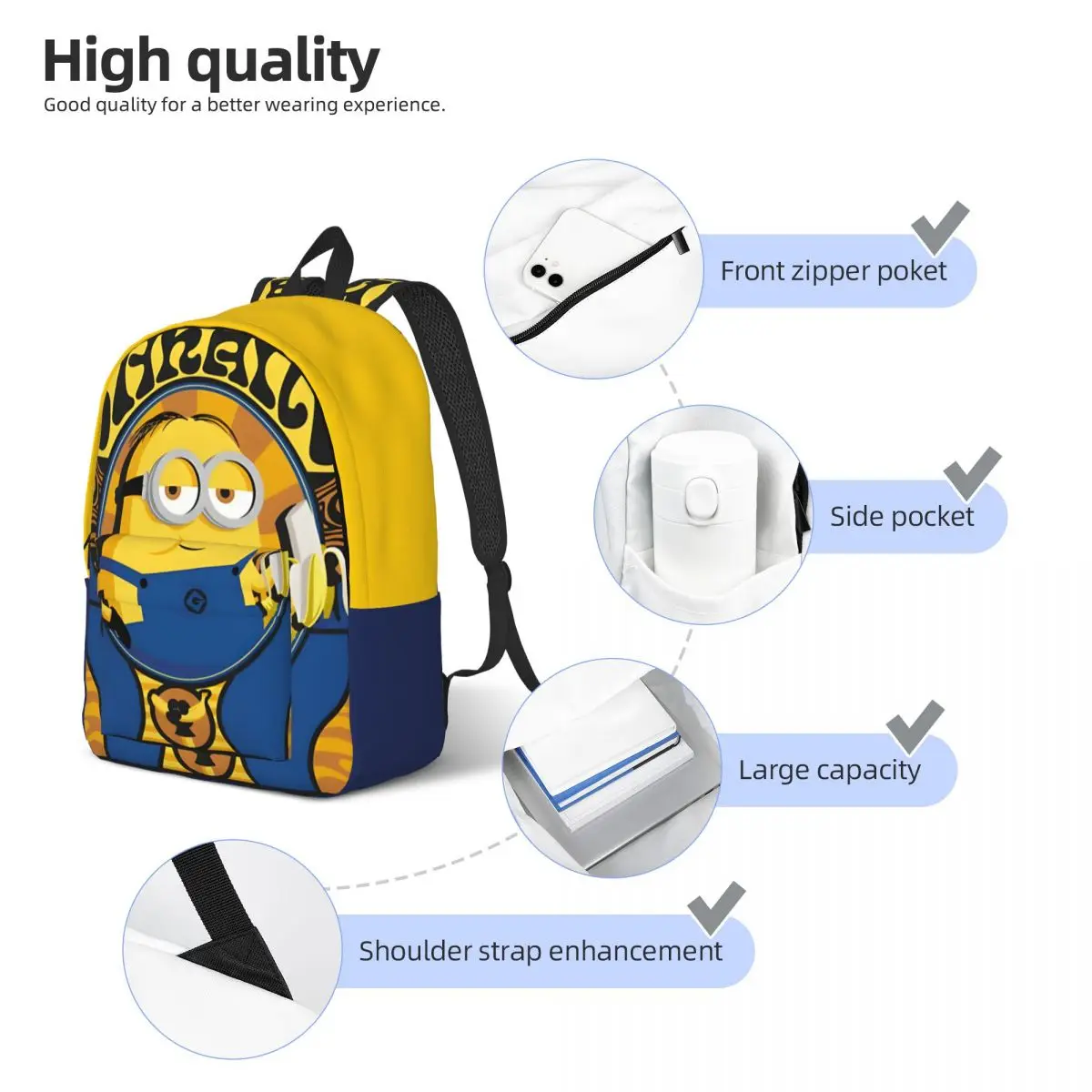 Birthday Minions Sturdy Shoulder Schoolbag Despicable Me Minions Casual Grils Bookbag For Work