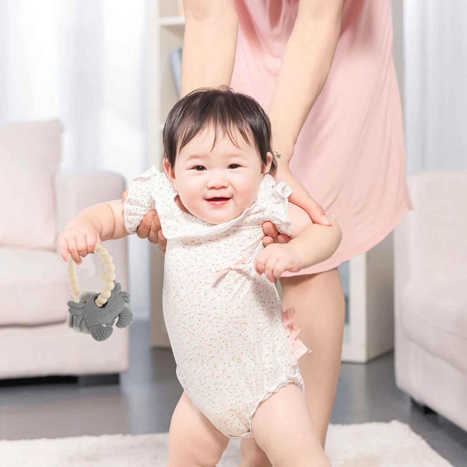 실리콘 게 모양 아기 치발기 부드러운 진정 효과 씹기 완화 신생아 씹기 보조기 다채로운 색상