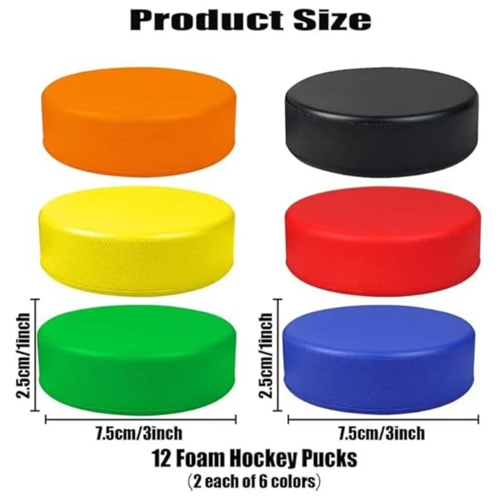 Puky hokejowe z pianki sportowej, czarne, 12 sztuk, puk hokejowy 3 cale, puk treningowy do hokeja, puk wyścigowy, do użytku w pomieszczeniach, lekkie akcesoria hokejowe