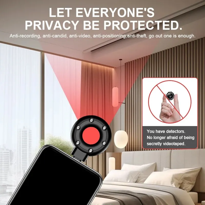 Portable Mini Anti-Peeping Detector Home Hotel Infrared Anti-Candid Shooting Pinhole Camera Mobile Phone IOS & Type-C Interface