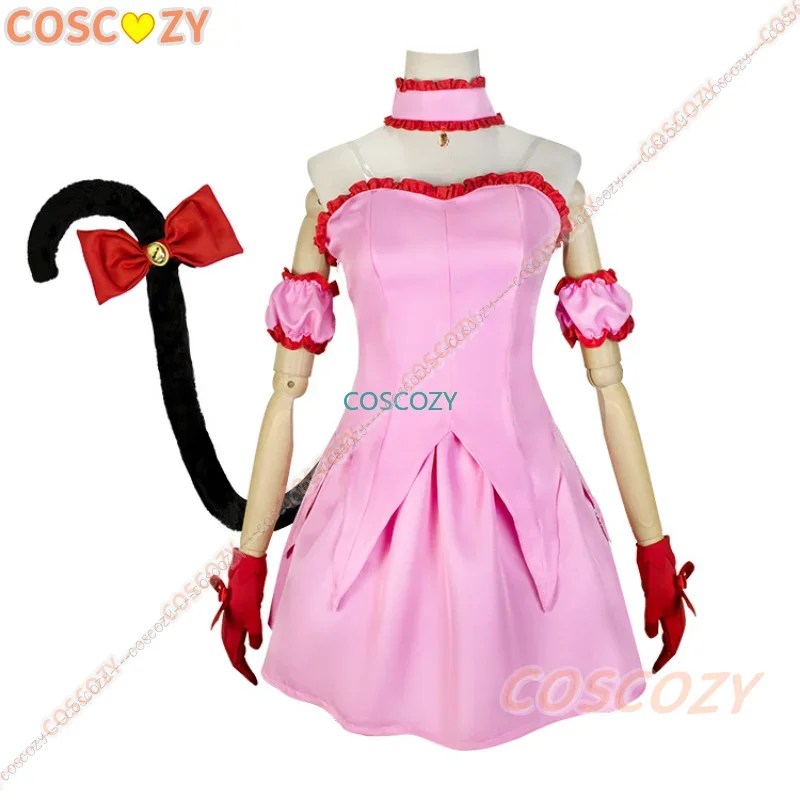 Pink Strawberry Ichigo Momomiya Cosplay Costume Womens Pink Dress with Cat Ears and Tail Cute Cat Cosplay for Comic Con