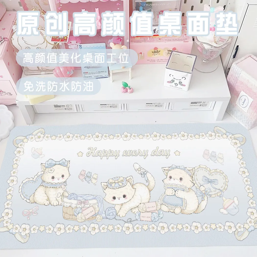 Hot Selling Pink Cute Strawberry Keluli Leather Table Mat Waterproof New Leather Gaming Keyboard Mat For Girls Hearts Office Mat