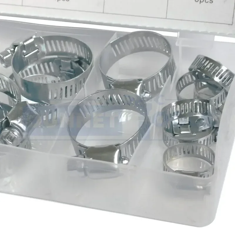 26pcs Hose Clamps Stainless Steel American Hoops 6 Sizes Assorted Set Hose Pipe Clamps Clips Kit Fastener Tool