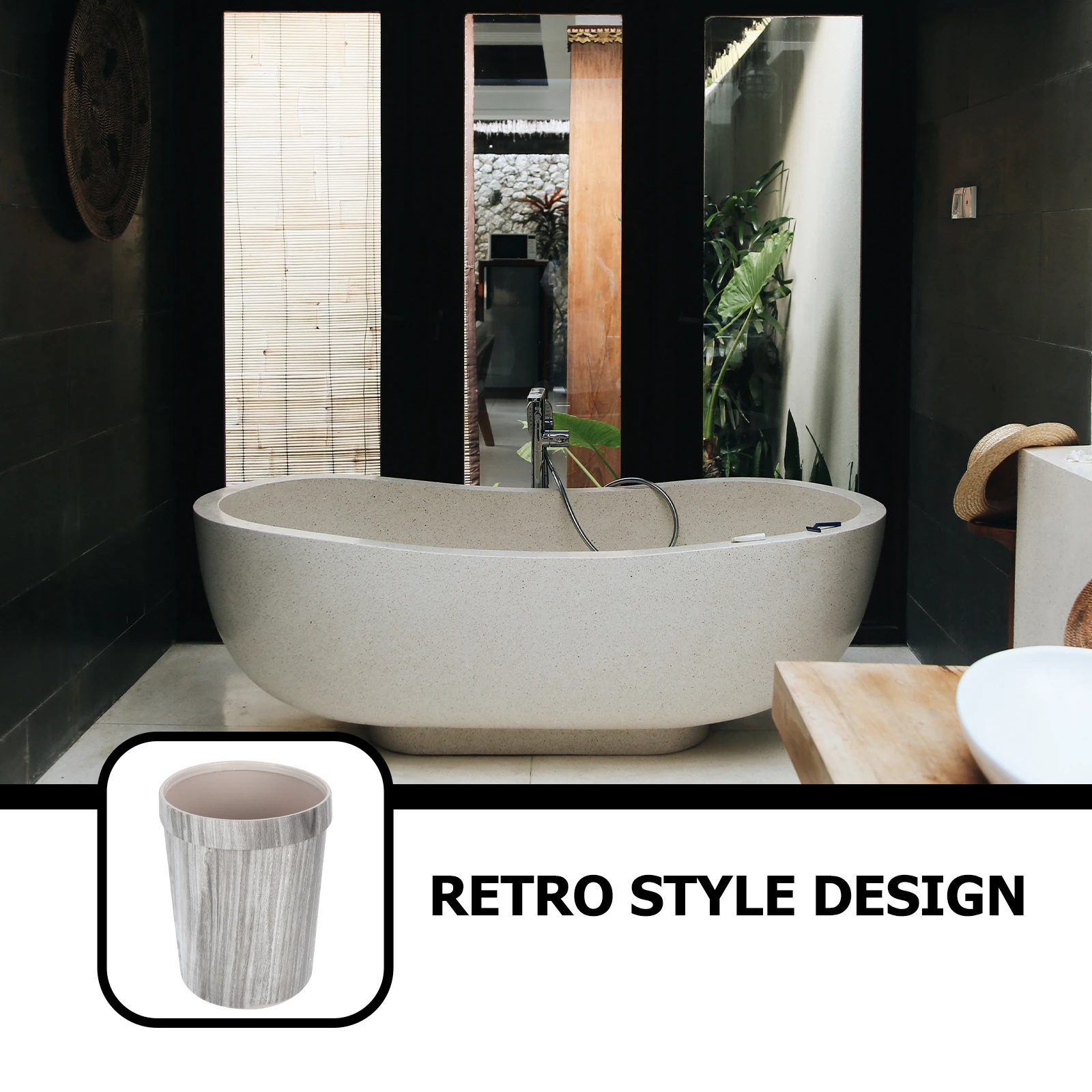 

1 шт. винтажный мусорный бак с дизайном из искусственного дерева, домашний контейнер для мусора, кухонное ведро для мусора, мусорный бак в стиле ретро