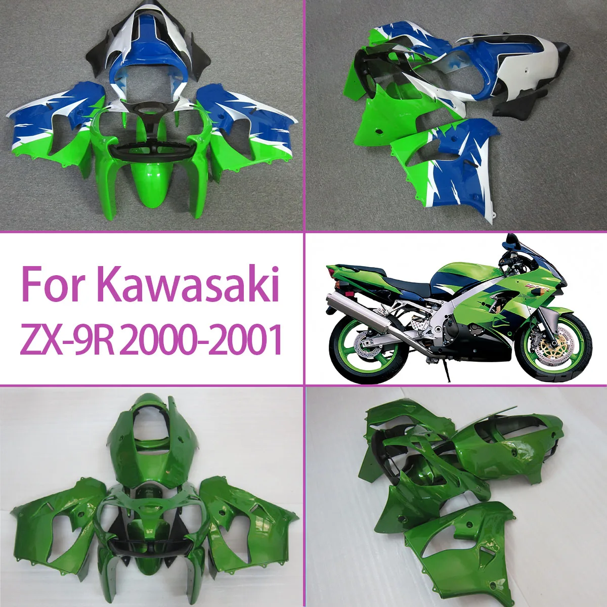 

2000 2001 ZX-9R Высококачественный комплект обтекателя для 00 01 Kawasaki ZX-9R, полный инъекционный чехол для кузова мотоцикла