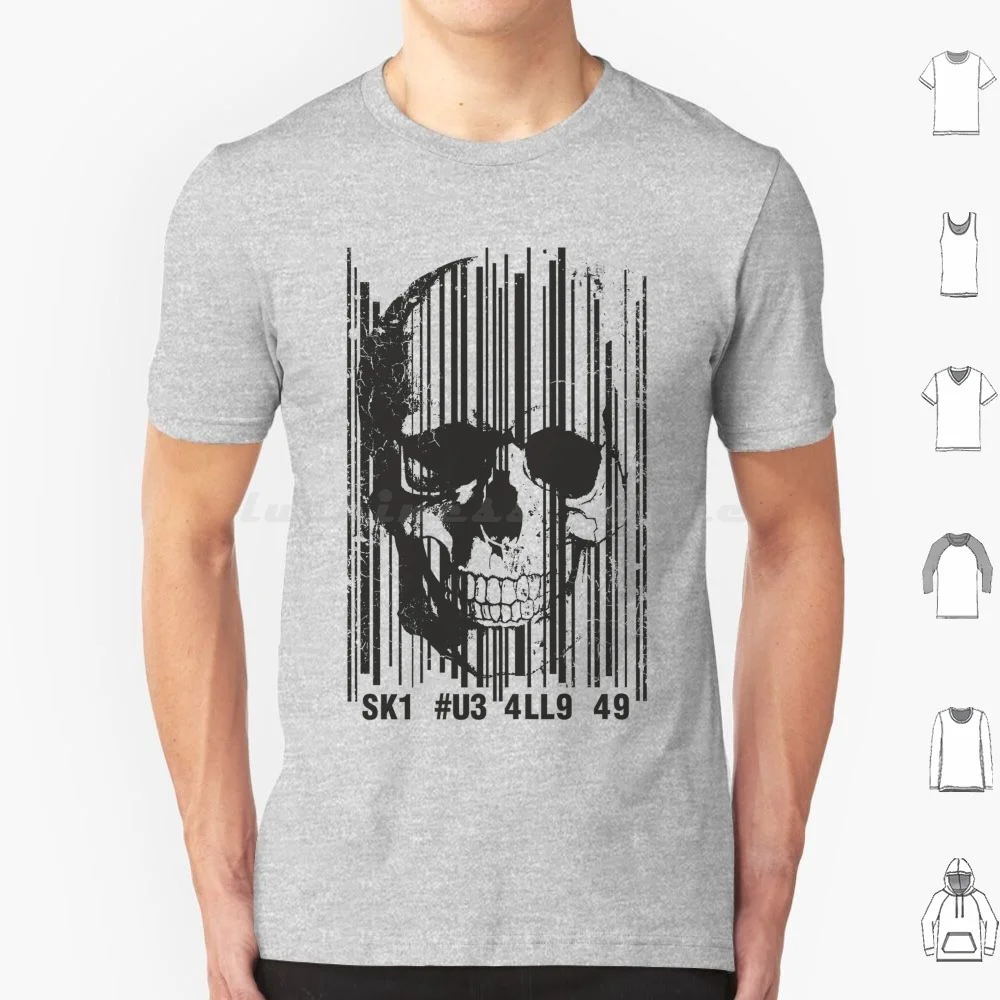 

Футболка Skull Bar Code Мужчины Женщины Дети 6xl Код Черепа Скелет Штрих-код Серебристый Черный 1-цветный Horror Evil Creative Super Bones