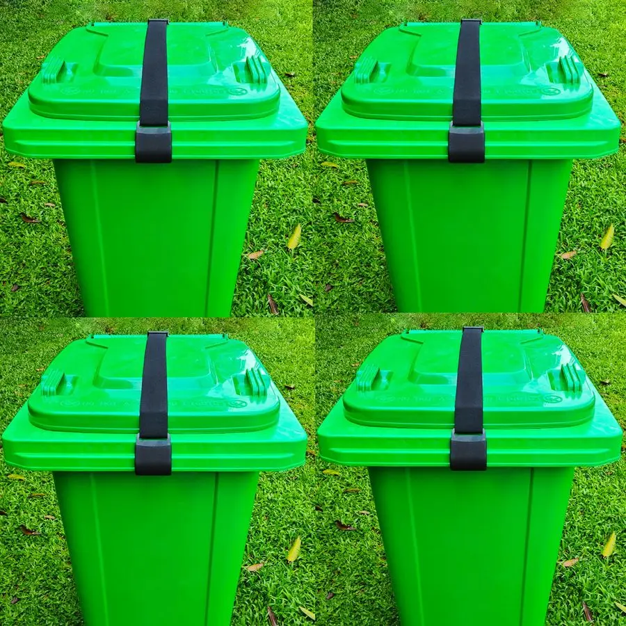 

Double Claw Trash Can Locks Strap for Raccoon Animals,Universal for 2896 Gallons Trash Can Lid Lock,Black 4Pcs Adjustable Antiru