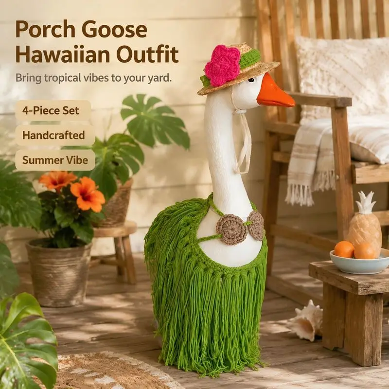 Summer 23 Inch Big Goose Apparel Hawaiian Hula Skirt Design Pet Porch Goose Dress Up Clothes For Outdoor Porch Decor