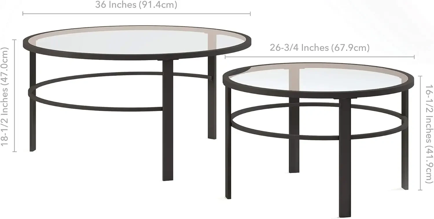 Round Nested Coffee Table in Blackened Bronze, Coffee Table coffee tables for living room, studio apartment essentials