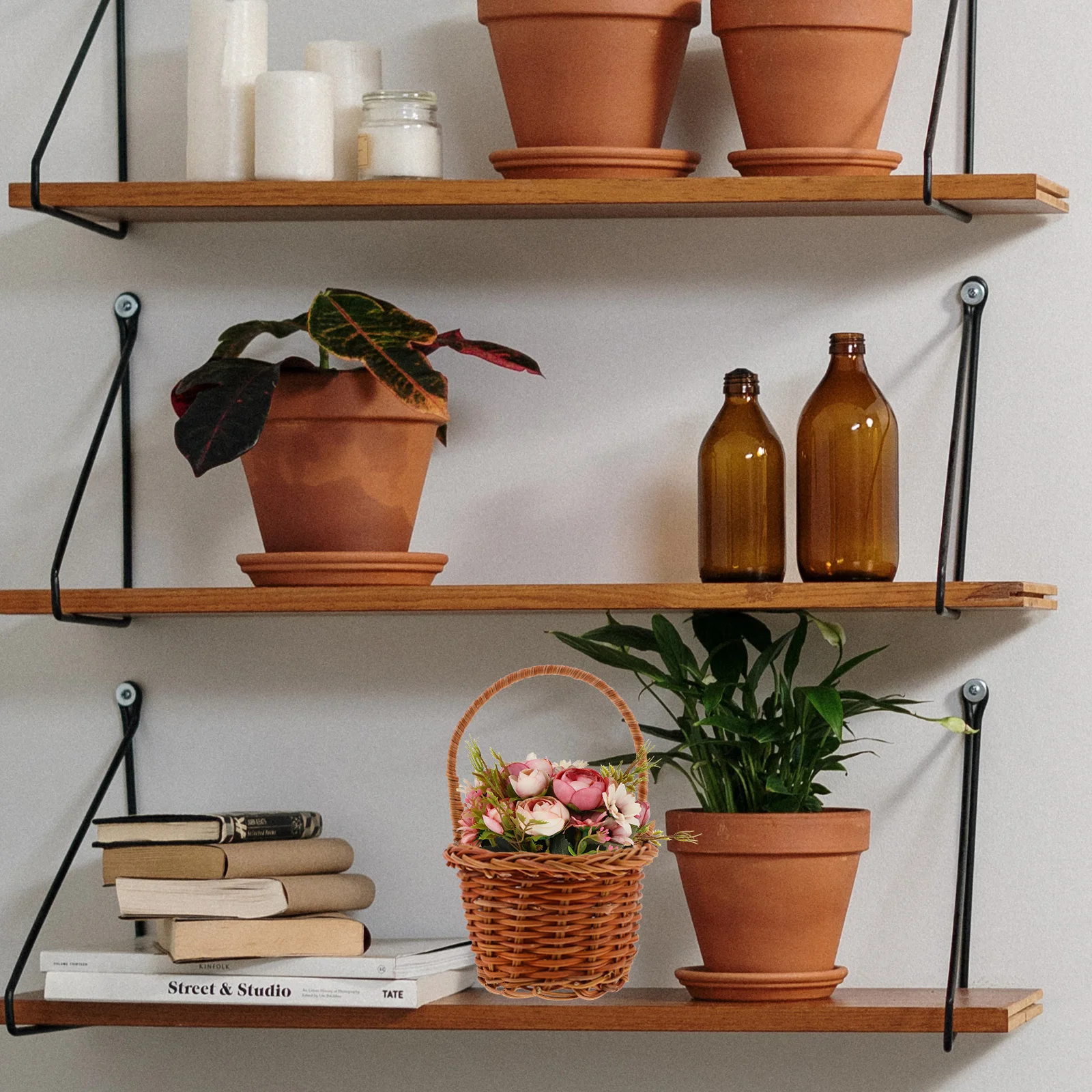 4pcs Mini Woven Baskets Imitation Rattan Rustic Design For Flower Arrangement Gift Packaging Wedding Party Decor Home Garden