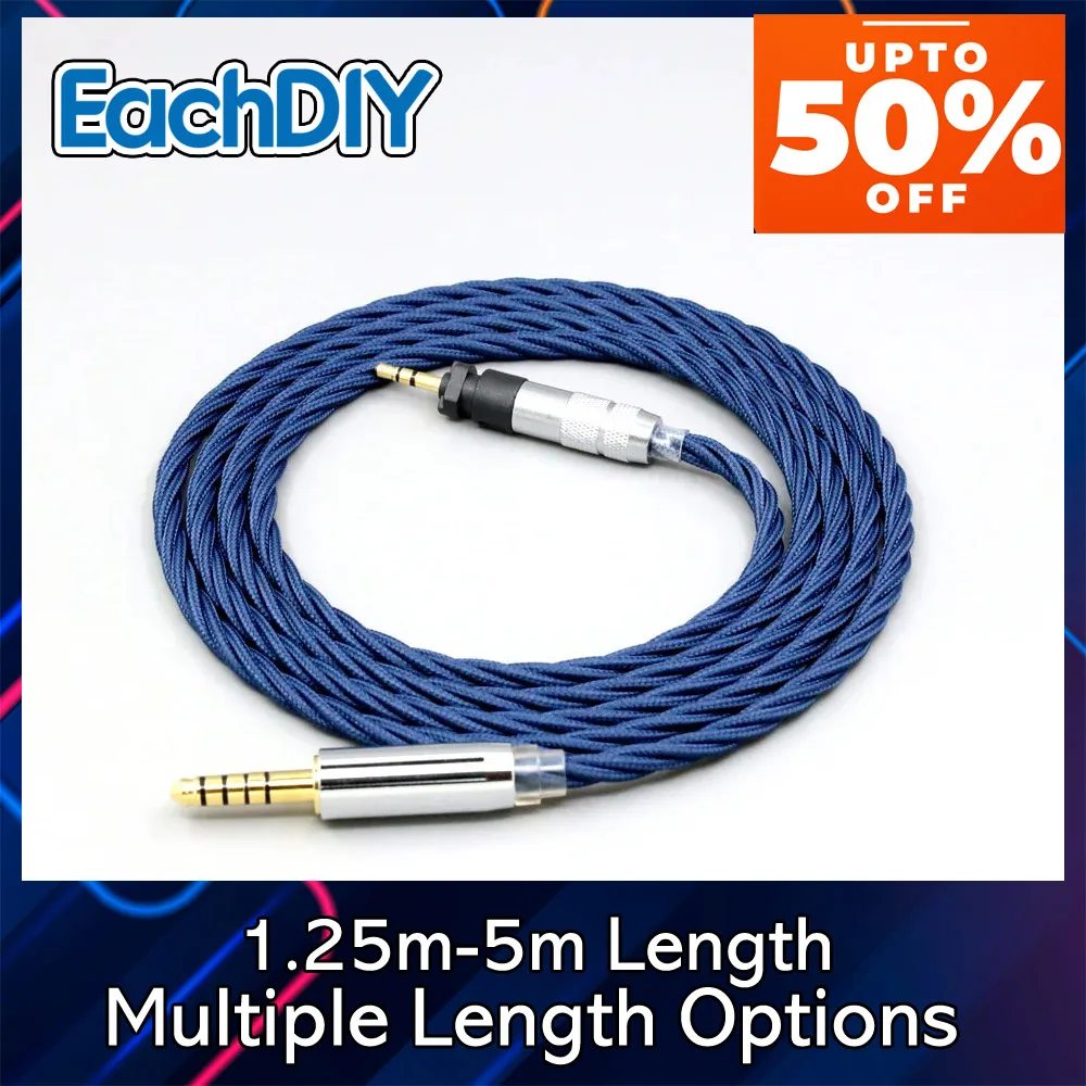 

Sleeved Pure 99% Silver OCC Graphene Full Alloy Earphone Cable For Shure SRH840 SRH940 SRH440 SRH750DJ Philips SHP9000 8585