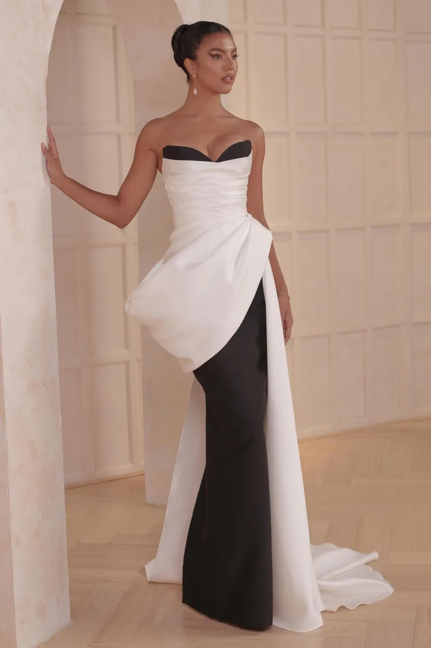 Custom Made Black/White Mermaid Wedding Dresses Formal Bridal Grown 2024 Rode De Morrie