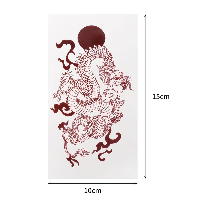 Waterproof Temporary Tattoo Stickers Big Size Red Dragon Arm Legs Body Art Fake Tatto Long Lasting Men Women Tarragon Decals 1PC