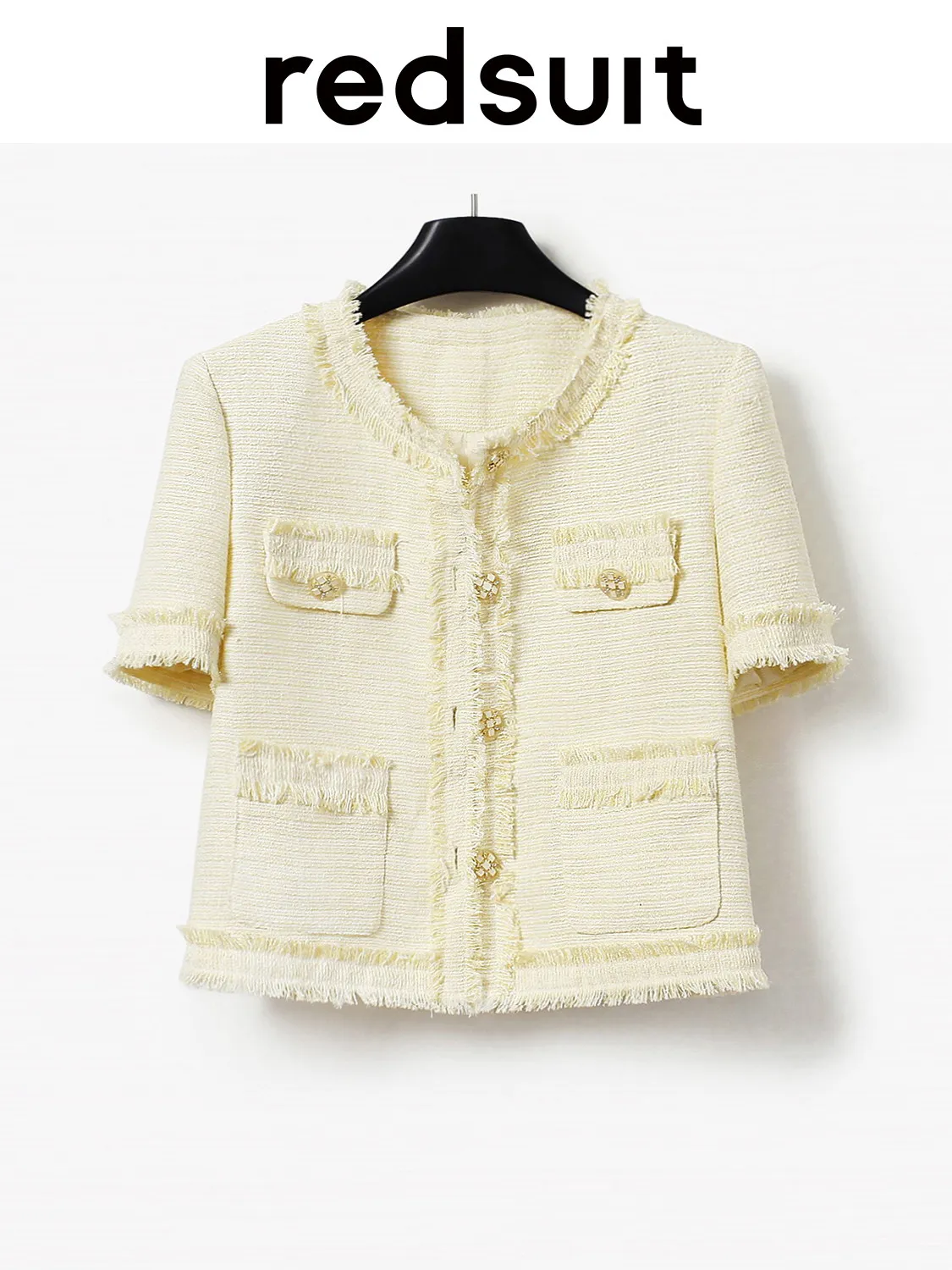 New Elegant socialite yellow jacket sweet anti-aging short sleeved top Custom Size