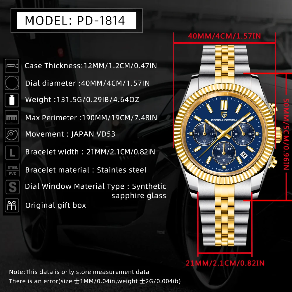 PAGANI DESIGN Original Brands 2025 New Men's Quartz Watches Stainless Steel Sapphire waterproof Sports Watches Gift for Man