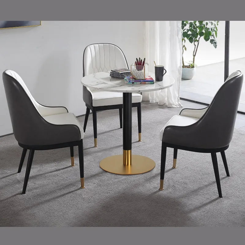 Nordic light luxury marble small round table balcony coffee table and chairs restaurant dining table business simple negotiation