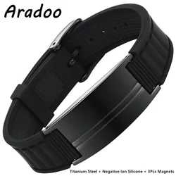 ARADOO Titanium Steel Silicone Power Wristband Bracelet for Men Antistatic Sports Wrist Strap