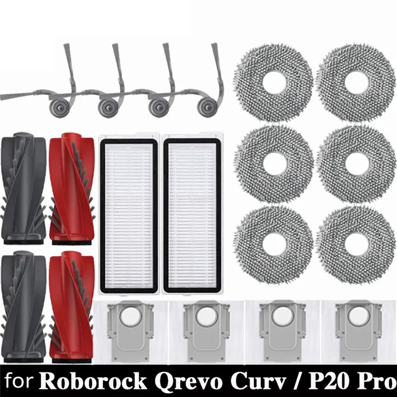 AC93-ل Roborock Qrevo Curv مكنسة كهربائية استبدال الأسطوانة الرئيسية فرشاة جانبية فلتر Hepa ممسحة القماش كيس لجميع الغبار الملحقات