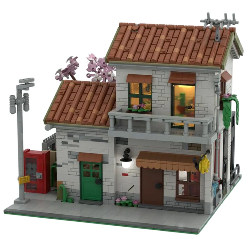 Japanese Hidden Garage MOC Building Blocks 2368 Parts Secret Car Storage Building Scene DIY Assembly Brick Display Model