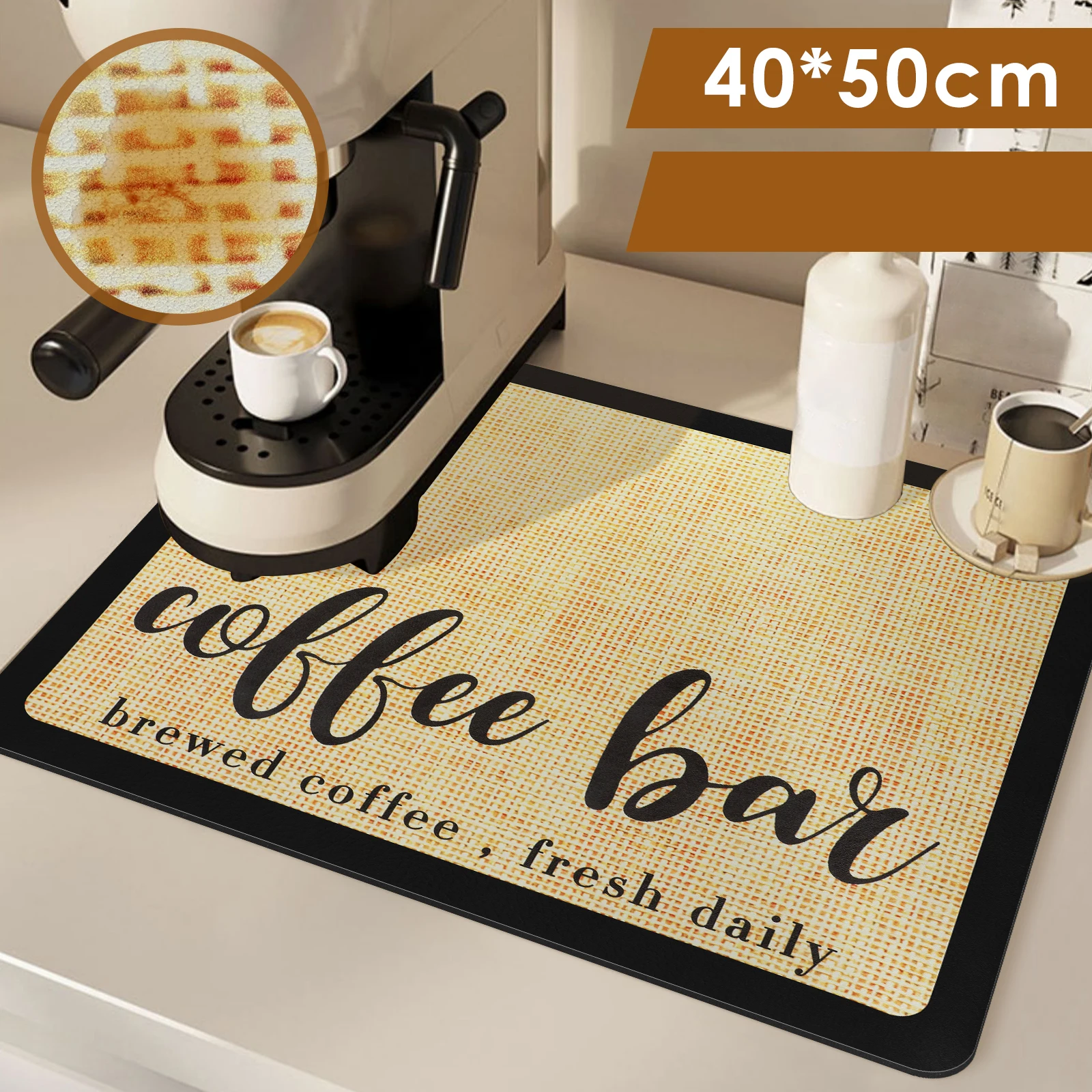 

4pcs Coffee Maker Mat Absorbent Kitchen Mat Tableware Draining Pad Quick Dry Kitchen Faucet Place Insulating Mat Table Decor