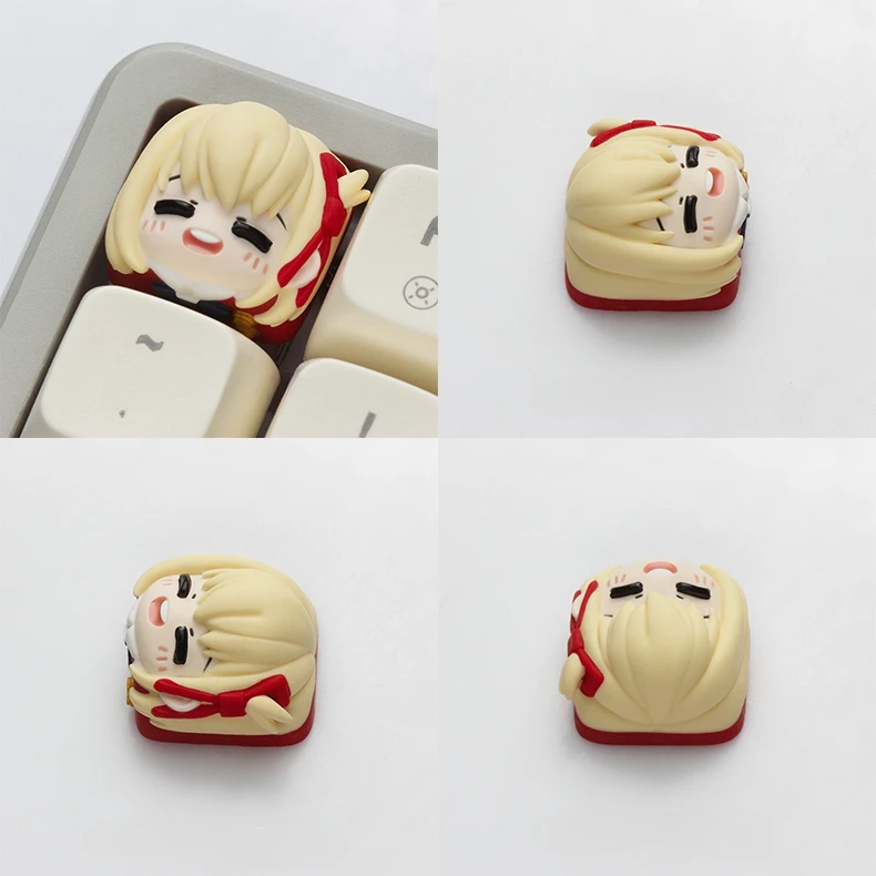 Nishikigi Chisato Key Cap Resin Anime Keycaps Cute MX Switch Key Caps for Mechanical Keyboard Accessories Gift Artisan Keycap