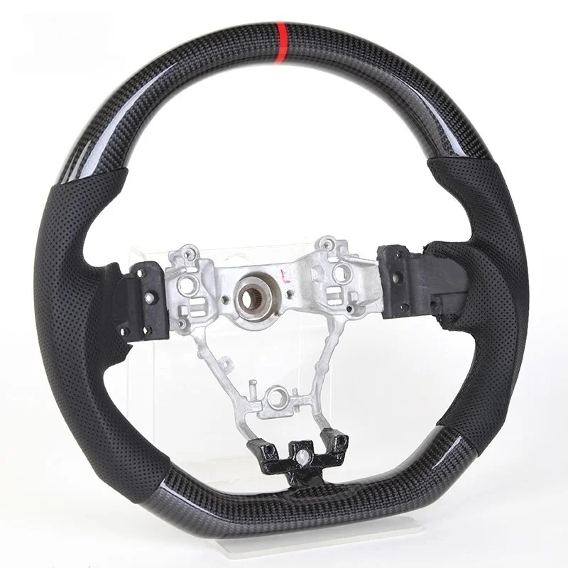 Real Carbon Fiber Steering Wheel for Subaru WRX STI LEVORG 2015-2021 Perforated Leather Red Stitching Steering Wheel