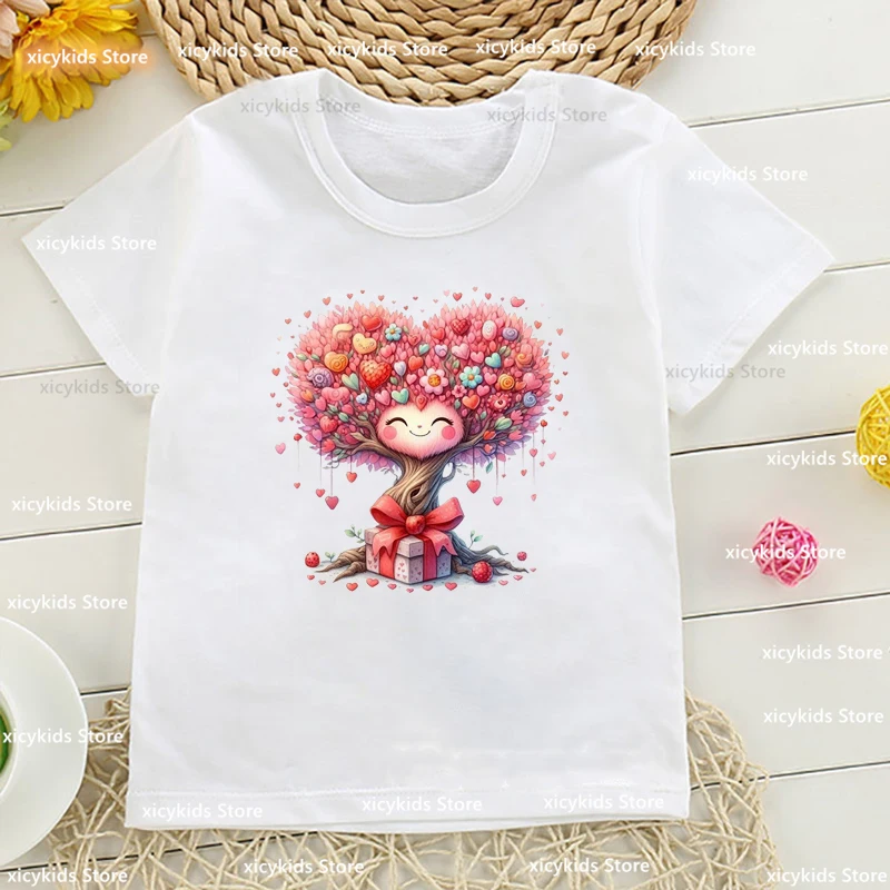 T-Shirt For Boys/Girls Funny Tree Of Life Graphic Print Kids T Shirt Summer Fashion Baby Tshirt White Short Sleeved Kids Tshirt