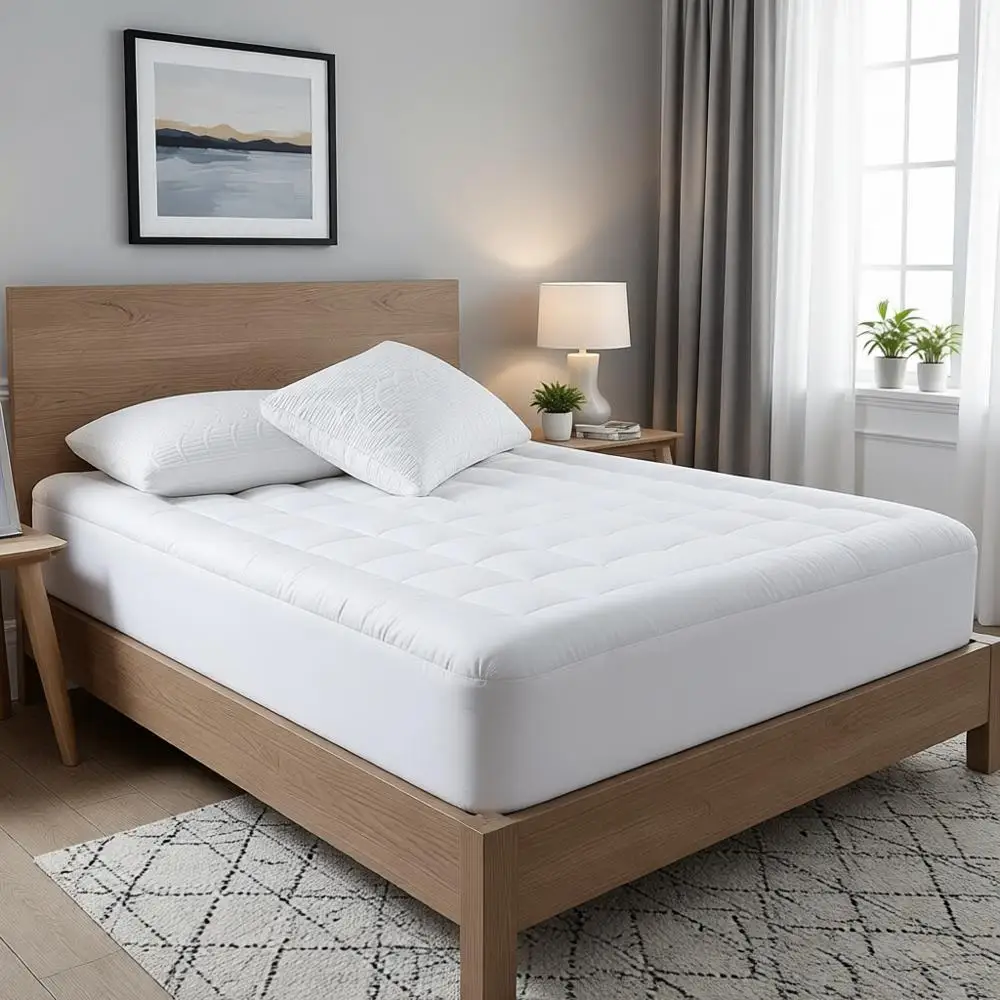 

Cooling Mattress Topper with Pillow Top, Down Alternative Fill, 8-21 Deep, Queen Size, White