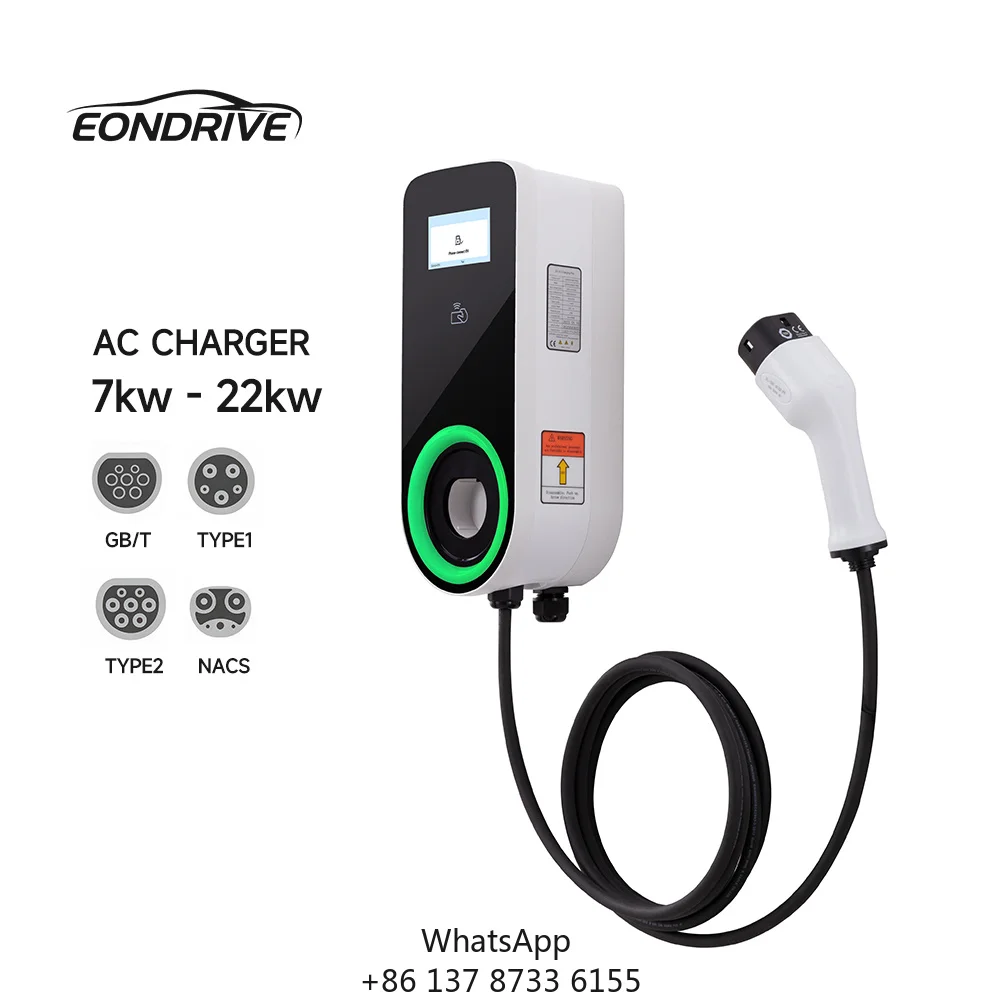 EONDRIVE New 7kW 11kW 22kW Wall Mounted EV Charger AC OCPP1.6 Type 2 Charging Station With 5m Cable