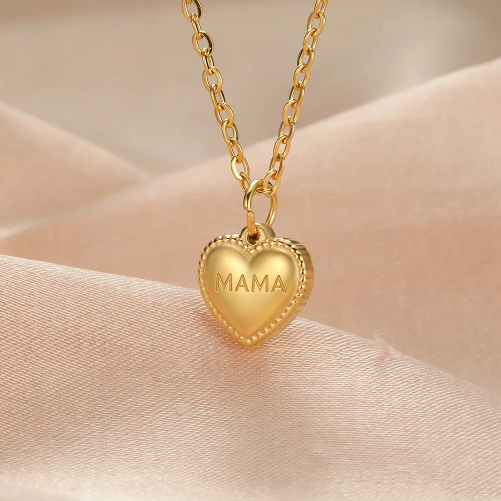 CoolTime Custom Sweet Heart Women Necklace Name Letter Gold Color Stainless Steel Personalized Lover Anniversary Gift For Mom