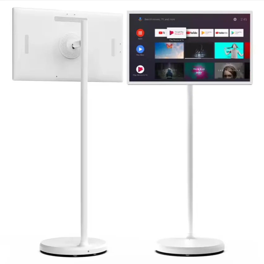 27 Inch Smart Portable TV Use for Home Wireless Capacitive Touch Screen Android 12 White/Black Cabinet