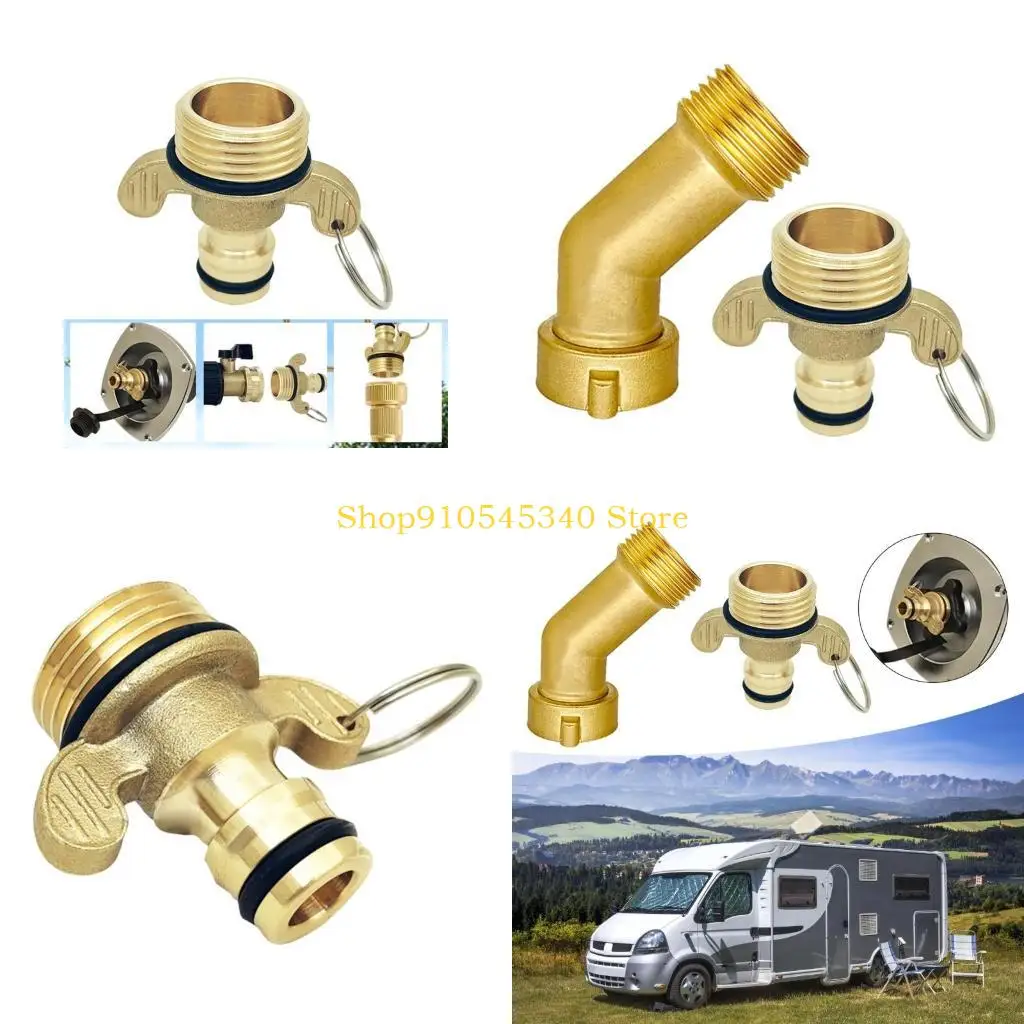 

U2JA Brass Two Ears/45 Degree Elbow Water Hose Adapter Water Hose Connector Simple Installs for Boats Stress Frees Connection