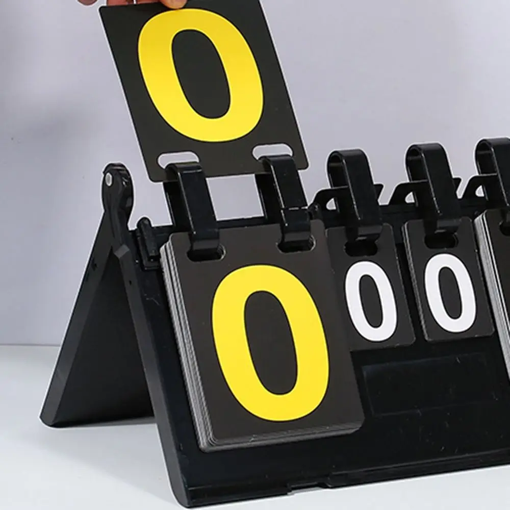 Manual Basketball Scoreboard 4-Digit Tabletop Counter Score Flipper Triangular Base Multifunctional Table Tennis Flip Cards