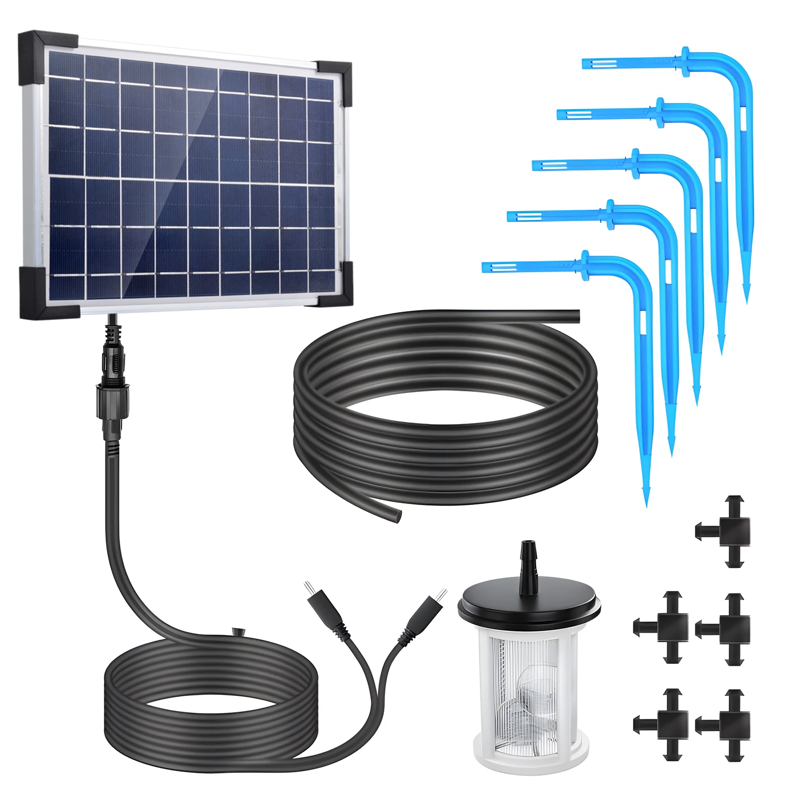 Solar Powered Auto Drip Irrigation Kit System Supported 30 Pots 7 Timer Modes IP65 Waterproof Self Watering for Indoor Outdoor