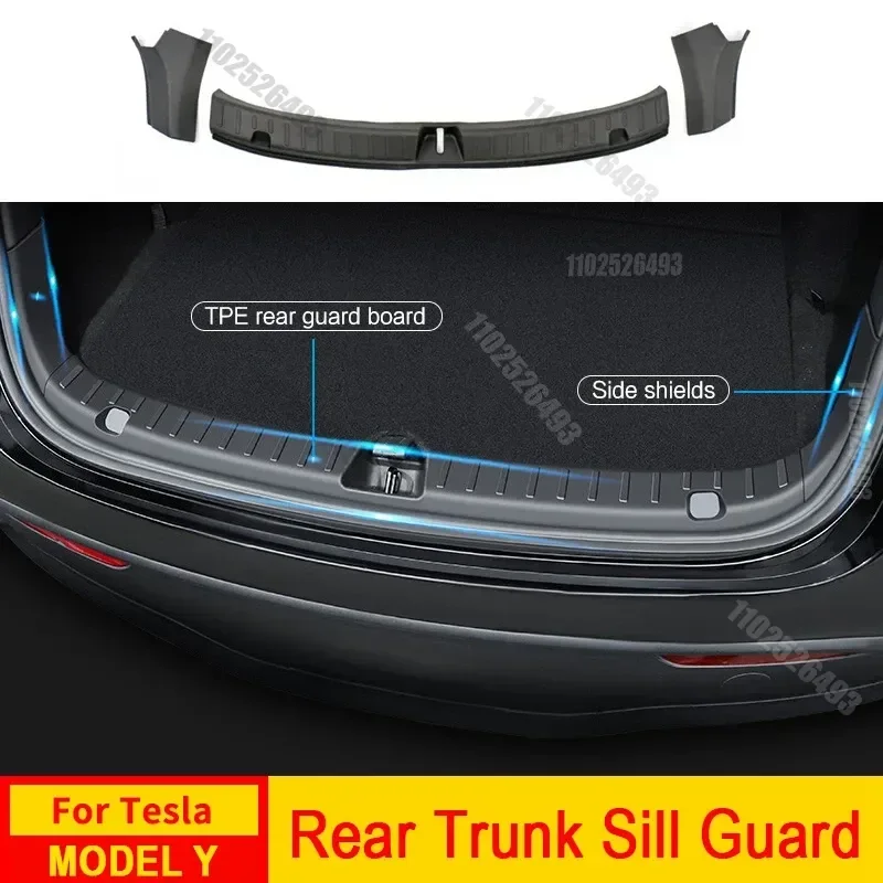 New For Tesla Model Y Anti-Scratch Mat Rear Cargo Threshold Sill Cover Bumper Trunk Protector Guard ABS Organizer Pad Accessorie