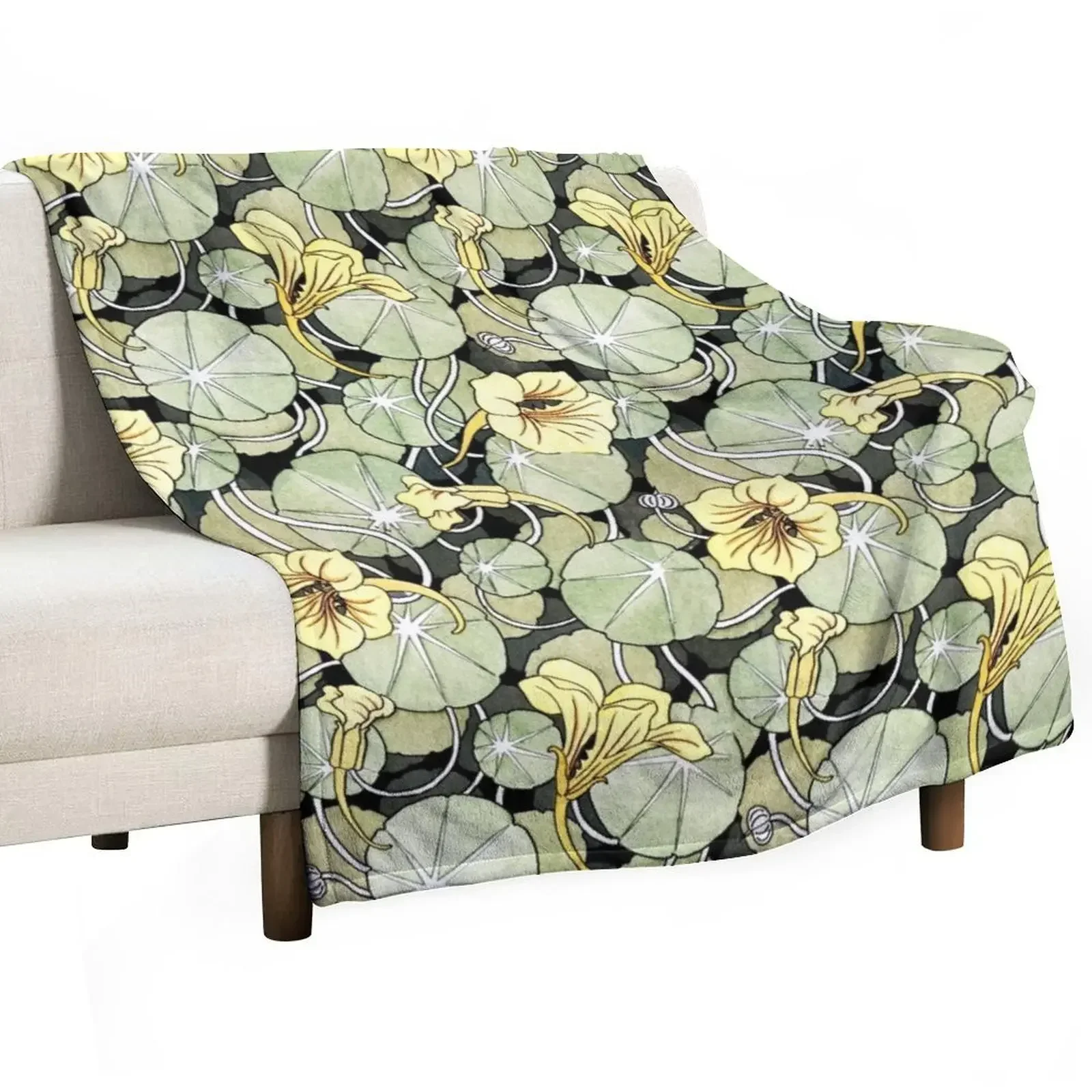 Trumpet Flower Pattern by Maurice Pillard Verneuil Throw Blanket Camping wednesday Blankets