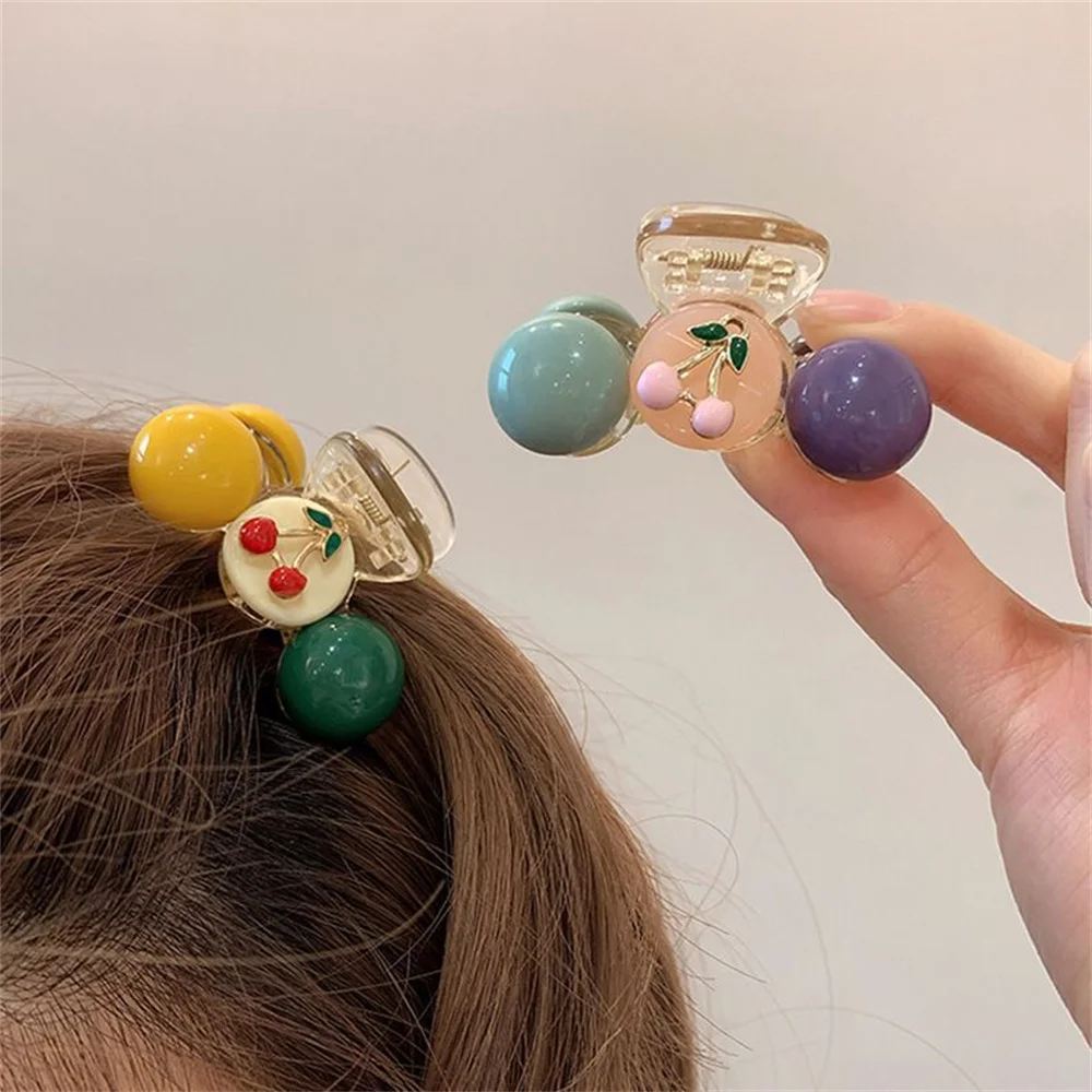 Cute Color Fresh Ball Hairbins For Girls Cherry Headwear Women Hair Claw Pin Clip Barrettes Hair Accessories