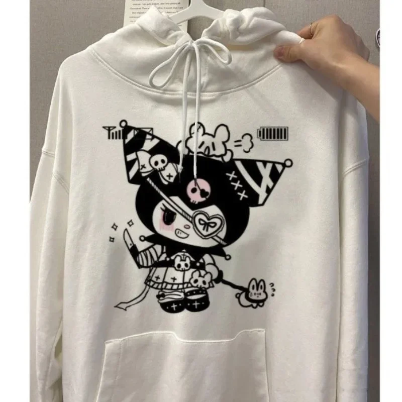 Trendy Anime Kuromi Print Womens Hoodie Comfortable Drawing Hoodie Long Sleeve Casual Sweatshirt for Girls Gifts Clothes Outdoor