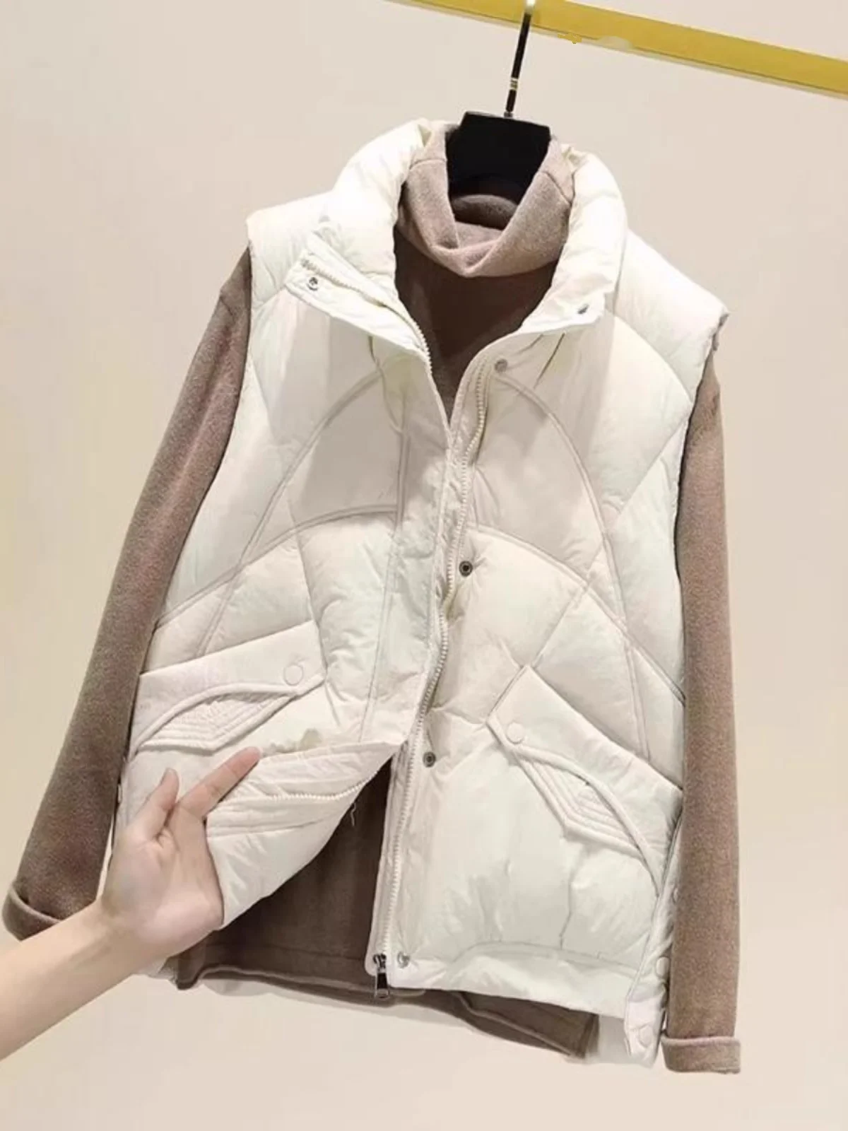 여성용 다운 코튼 조끼 2025 가을 겨울 신상 한국 스타일 루즈핏 패션 소형 사이즈 두꺼운 조끼 아우터웨어 트렌디