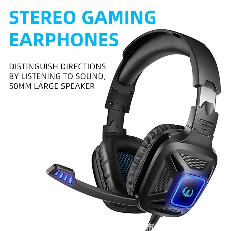 1PC Gaming Headset Experience Immersive Audio With Mic LED Lights Soft Memory Earmuffs Headphone